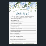 FLYER PAPER Blue Hydrangea Greenery Game<br><div class="desc">Enjoy your bridal shower with these funny games.
Personalize with the bride to be's name and date of shower. 
If you need help,  contact me please.</div>