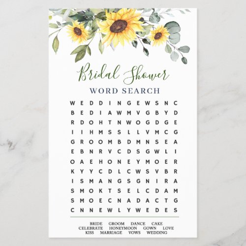 FLYER PAPER Elegant Eucalyptus Word Search Game