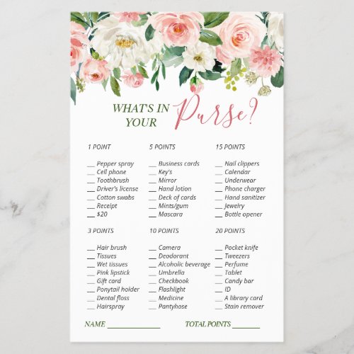 FLYER PAPER Pink Blush Flowers Greenery Game