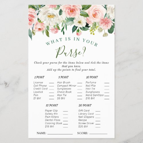 FLYER PAPER Pink Blush Flowers Greenery Game