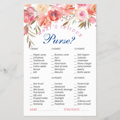 FLYER PAPER Sweet Blush Watercolor Bridal Game