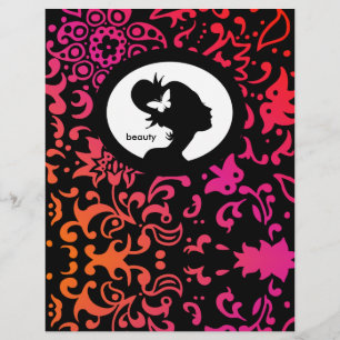 Flyer Salon Butterfly Woman Silhouette Colorful