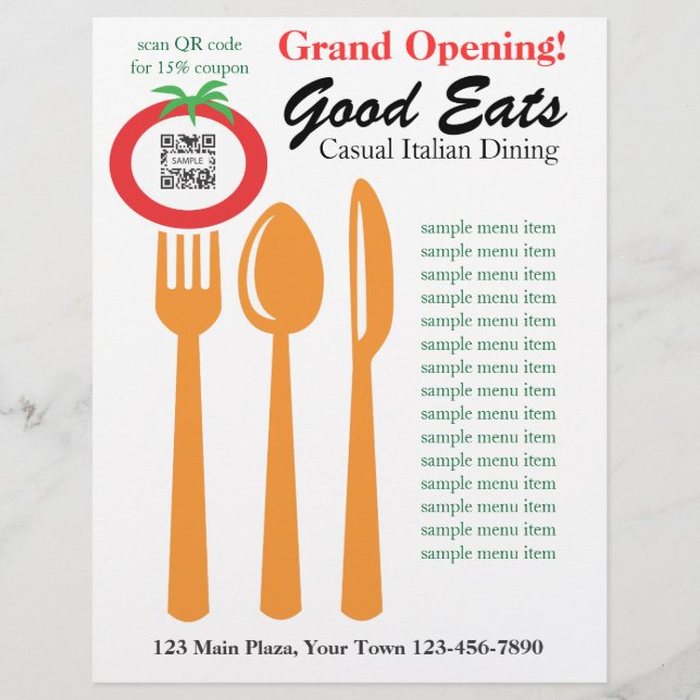 Flyer Template Casual Dining Italian (Front)