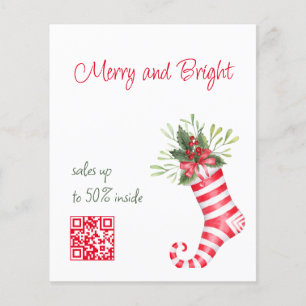 Flyer with qr code and Christmas sales custom