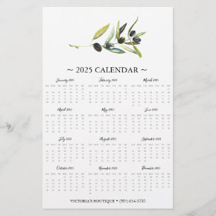Flyers Botanical Olive Branch 2026 Calendar