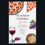 Flyers Pizza Restaurants<br><div class="desc">Promote your pizza restaurant or pizzeria with these beautifully designed flyers pizza! Featuring charming watercolor illustrations of a delicious pizza, a glass of red wine, and fresh grapes, these customizable flyers are perfect for showcasing your specials, menu items, or upcoming events. The back features a classic red and white gingham...</div>