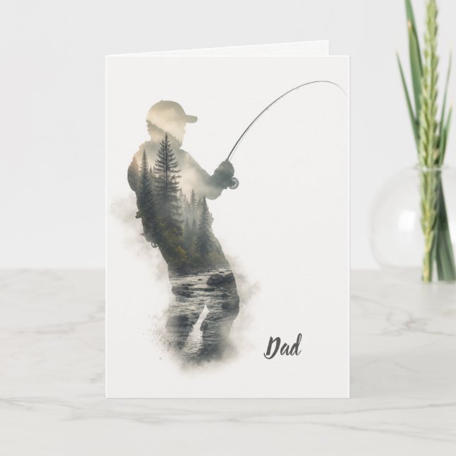 "Flyfisherman Double Exposure" Greeting Card (Front)