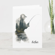 "Flyfisherman Double Exposure" Greeting Card