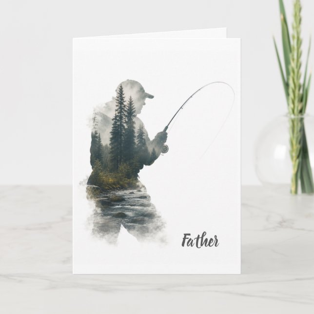 "Flyfisherman Double Exposure" Greeting Card (Front)