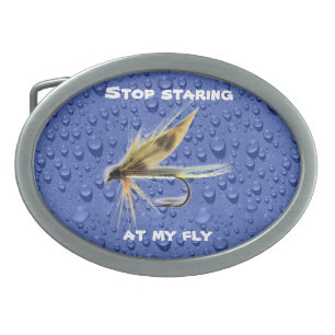 Flyfishing Humor Oval Belt Buckle