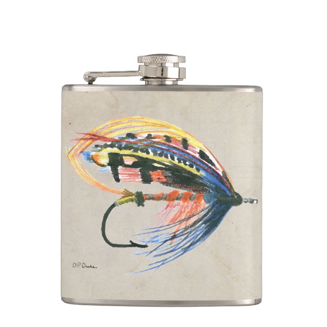 FlyFishing Lure Art Salmon Fly Lure Flask (Front)