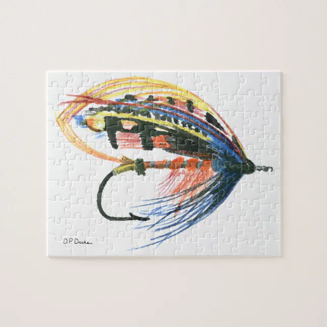FlyFishing Lure Art Salmon Fly Lure Jigsaw Puzzle Zazzle