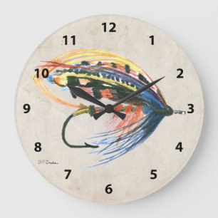 FlyFishing Lure Art Salmon Fly Lure Large Clock
