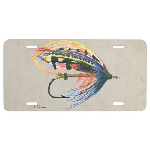 FlyFishing Lure Art Salmon Fly Lure License Plate