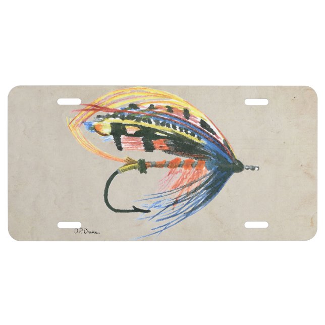 FlyFishing Lure Art Salmon Fly Lure License Plate (Front)