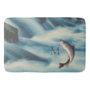 Flyfishing Trout Fisherman Blue River Monogram Bath Mat