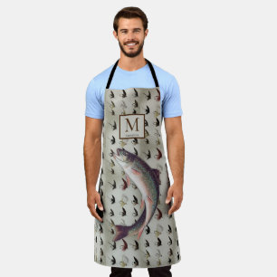 Flyfishing Trout Fisherman Flies Watercolor Apron