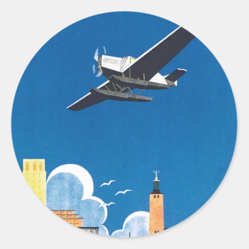 Flyg Over Stockholm Classic Round Sticker