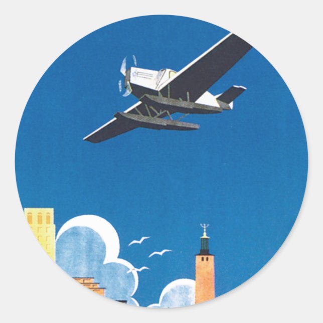 Flyg Over Stockholm Classic Round Sticker (Front)