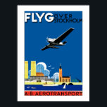 Flyg Over Stockholm Poster<br><div class="desc">Vintage travel poster for air tours over Stockholm,  Sweden.</div>