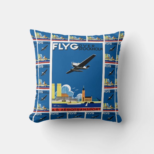 Flyg Over Stockholm Throw Pillow (Front)