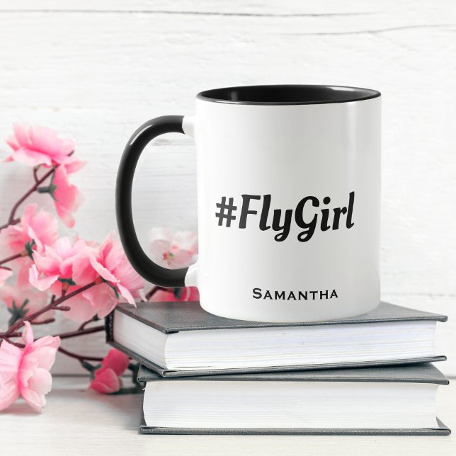 #FlyGirl Typography Custom Name Simple Modern  Mug (Creator Uploaded)