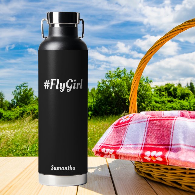 #FlyGirl Typography Simple,Modern Travel Custom Water Bottle (Creator Uploaded)