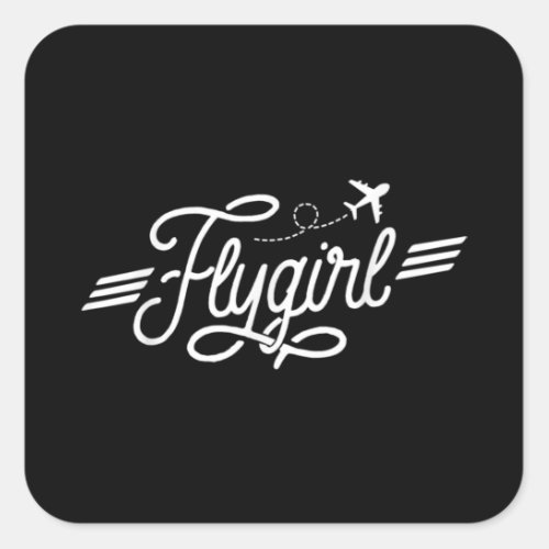 Flygirl Vintage Aviation Pilot Flight Attendant Square Sticker