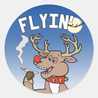 Flyin' Rudolph Classic Round Sticker