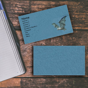 Flying 3d Blue Bat Business Card