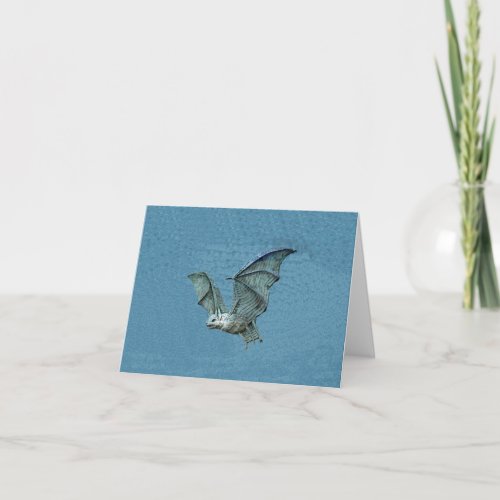 Flying 3D Blue Bat Card