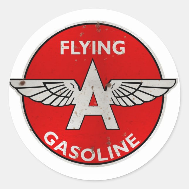 Flying A Gasoline rusted version Classic Round Sticker (Front)
