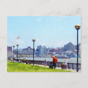 Flying a Kite at Pier A Park Hoboken NJ Postcard