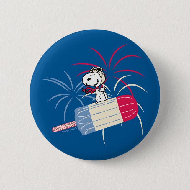 Flying Ace Snoopy on Ice Pop Button (Front)