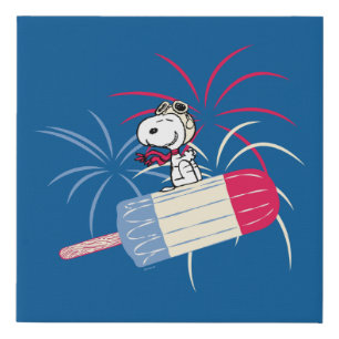 Flying Ace Snoopy on Ice Pop Faux Canvas Print