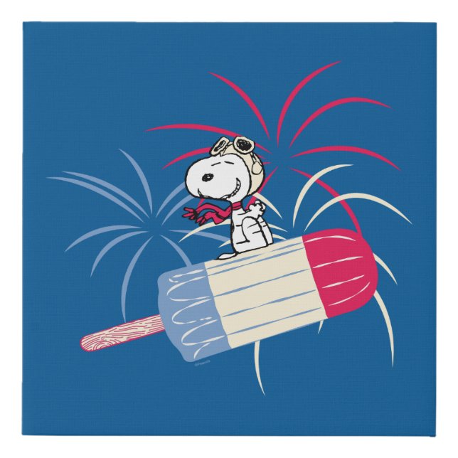 Flying Ace Snoopy on Ice Pop Faux Canvas Print (Front)
