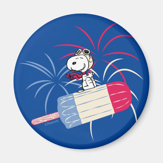 Flying Ace Snoopy on Ice Pop Magnet (Front)