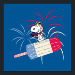 Flying Ace Snoopy on Ice Pop Poster<br><div class="desc">Peanuts 4th of July | Check out Flying Ace Snoopy on a red,  white,  and blue ice pop,  riding past fireworks in the sky!</div>