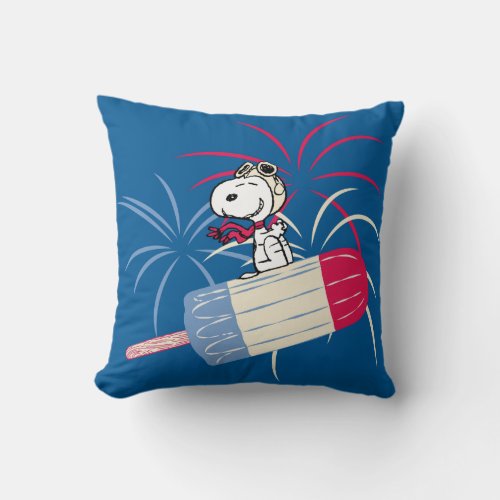Flying Ace Snoopy on Ice Pop Throw Pillow