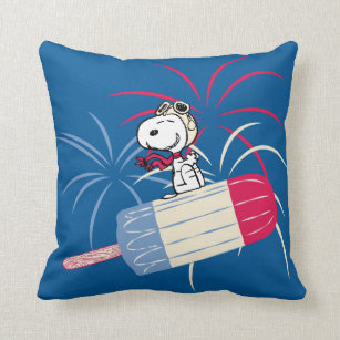 Flying Ace Snoopy on Ice Pop Throw Pillow