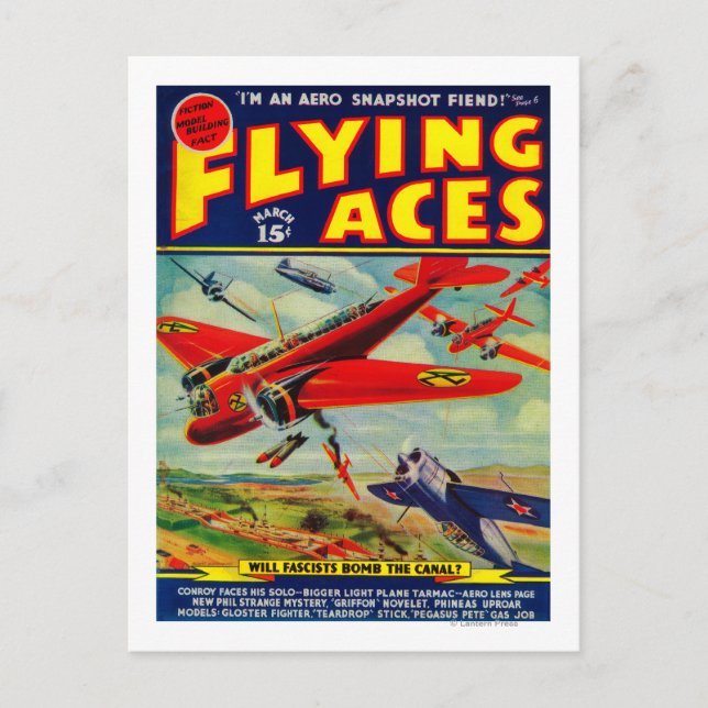 Flying Aces Magazine Cover 3 Postcard (Front)