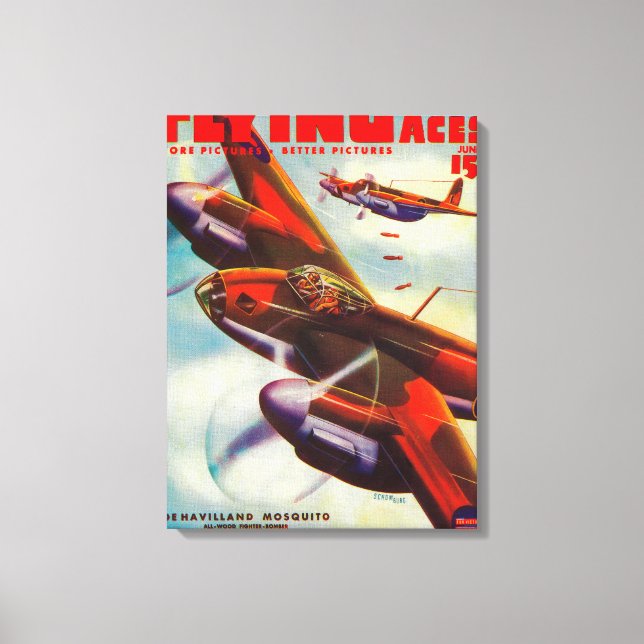 Flying Aces Magazine Cover 4 Canvas Print (Front)