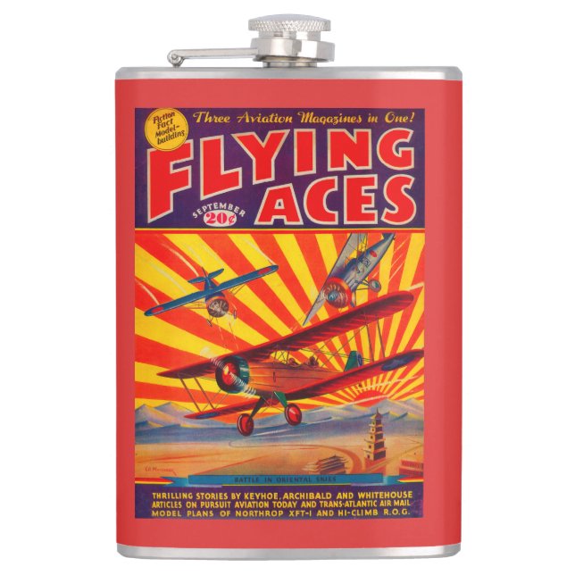 Flying Aces Magazine Cover Flask (Front)