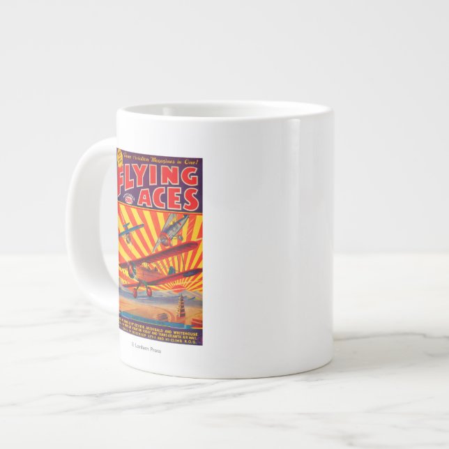 Flying Aces Magazine Cover Giant Coffee Mug (Front Left)