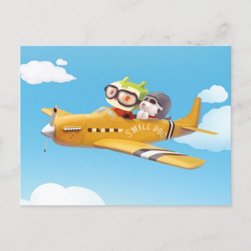 Flying Adventure with Dog Announcement Postcard