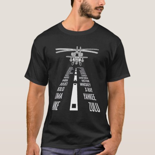 Flying AH64 Apache Phonetic Alphabet Runway T_Shirt