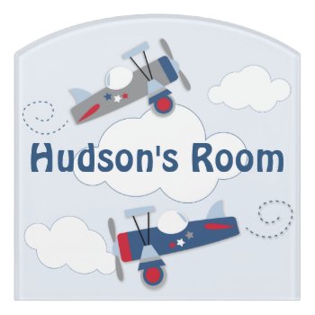 Flying Airplane Adventure Nursery Door Sign by Personalizedbydiane at Zazzle