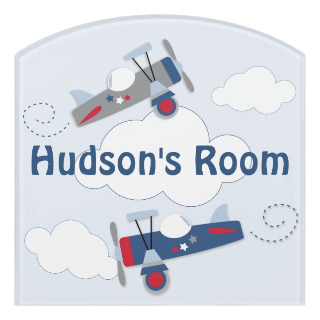 Flying Airplane Adventure Nursery Door Sign (Contour Front)