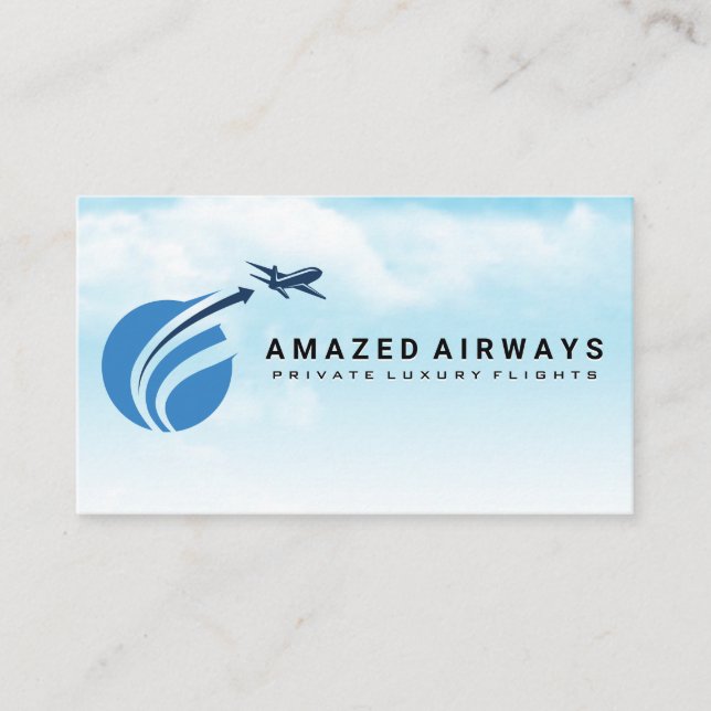 Flying Airplane Logo | Sky Business Card (Front)