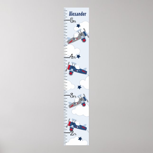 Flying Airplane Nursery Growth Chart Keep at 8x44! (Front)